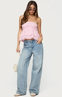 Edikted Toria Ruffled Eyelet Strapless Top