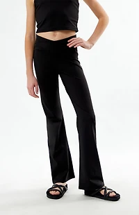 PAC 1980 Kids WHISPER Active Black Crossover Flare Yoga Pants
