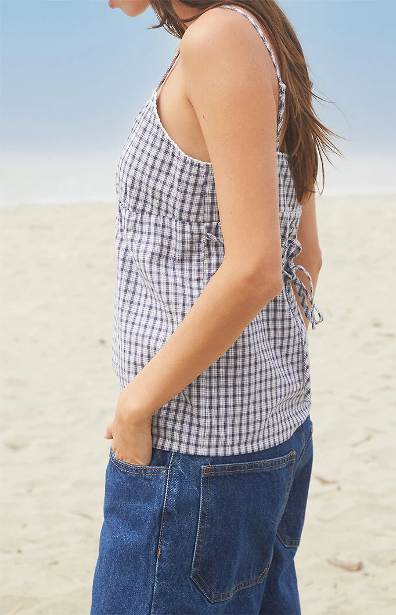 John Galt White & Blue Plaid Edith Tank Top