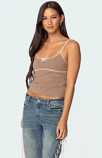 Edikted Elin Lace Trim Tank Top