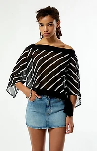 Beverly and Beck Ken Striped Off-The-Shoulder Top