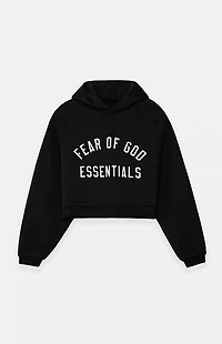 Fear of God ESSENTIALS Women's Black Fleece Cropped Hoodie