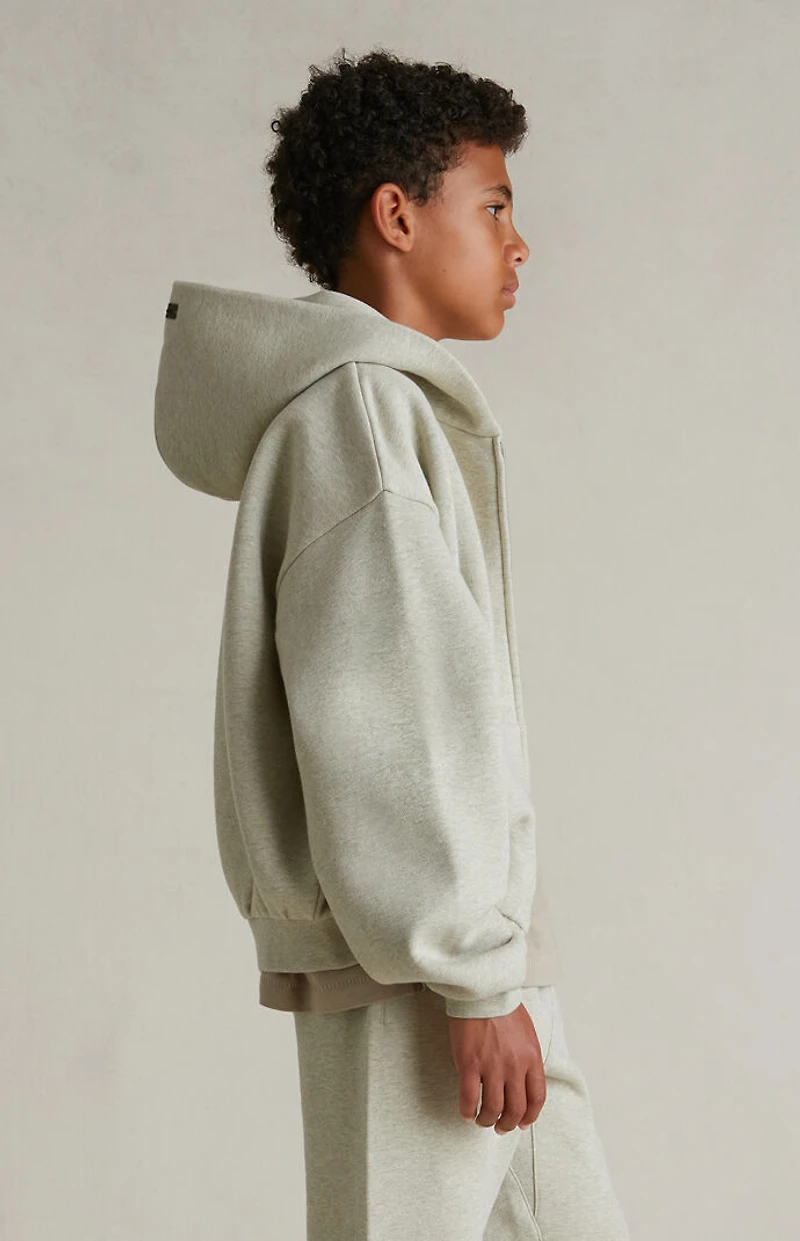 Fear of God ESSENTIALS Kids Heather Stone Full Zip Fleece Hoodie