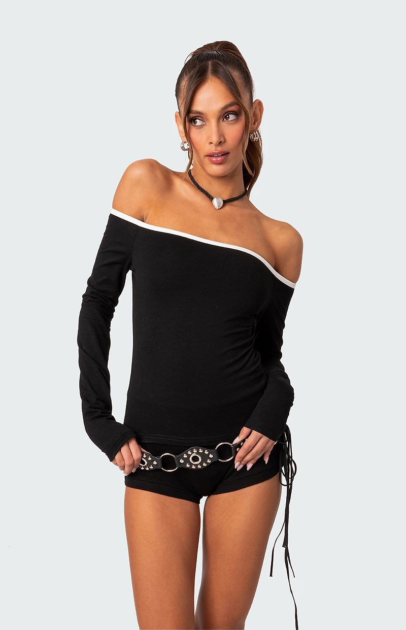 Edikted Captain Contrast Off Shoulder Top