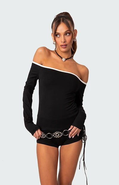 Edikted Captain Contrast Off Shoulder Top