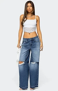 Edikted Xenia Distressed Low Rise Jeans