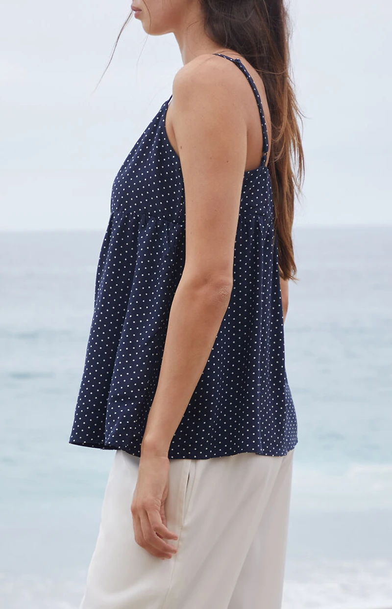John Galt Blue Polka Dot Edith Tank Top