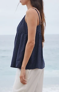 John Galt Blue Polka Dot Edith Tank Top
