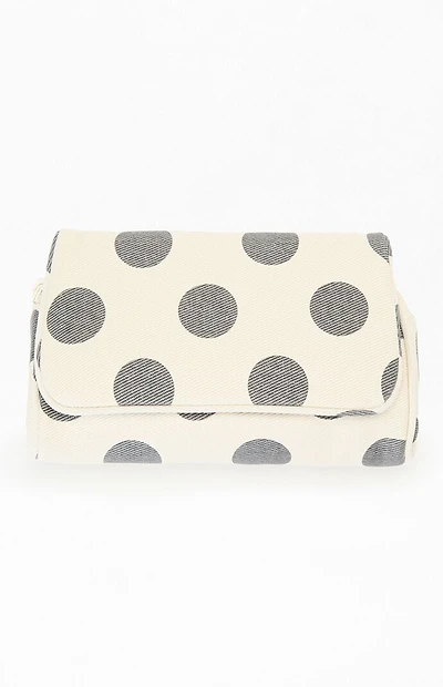 John Galt White and Black Polka Dot Makeup Bag