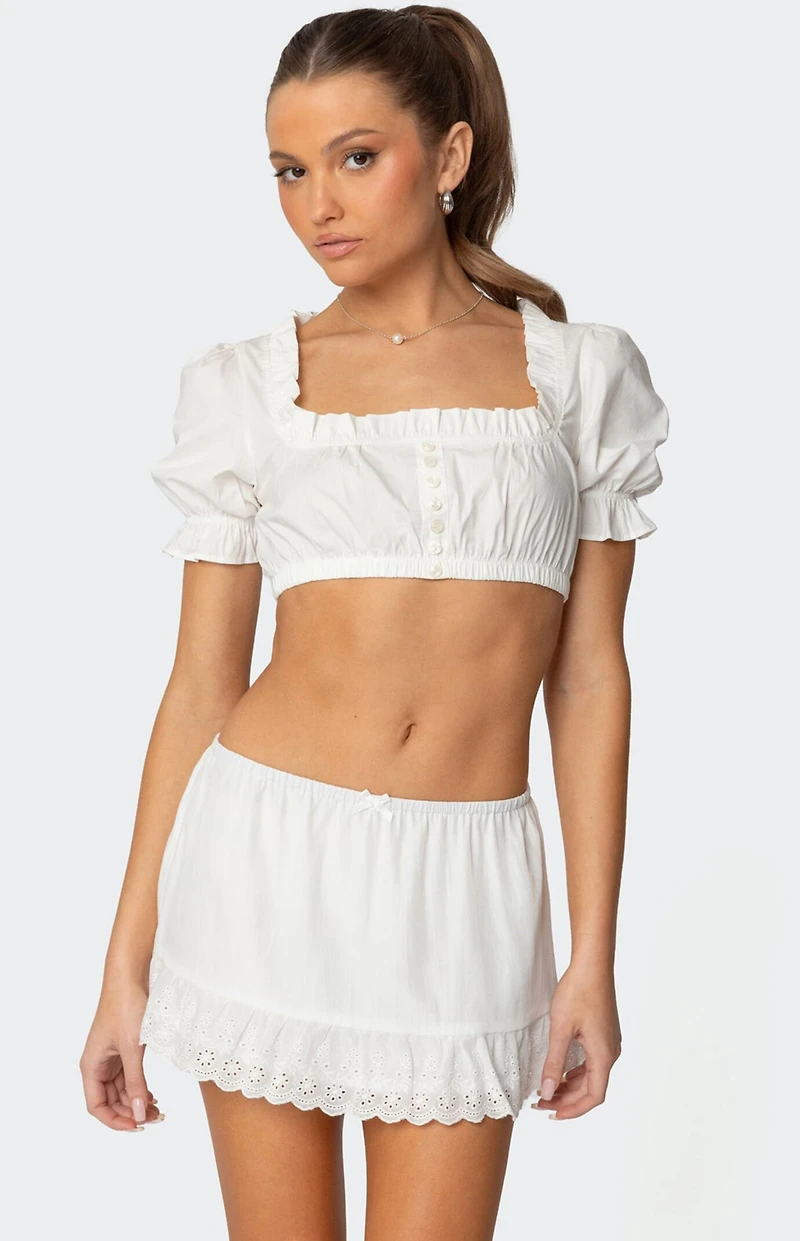 Edikted Lenora Puffed Sleeve Crop Top