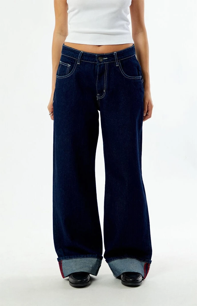 Daisy Street Dark Blue Wide leg Baggy Jeans