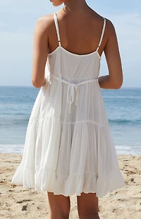 John Galt White Tiered Mini Dress