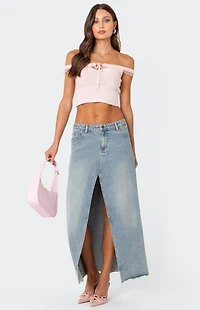 Edikted Off Shoulder Trimmed Knit Top