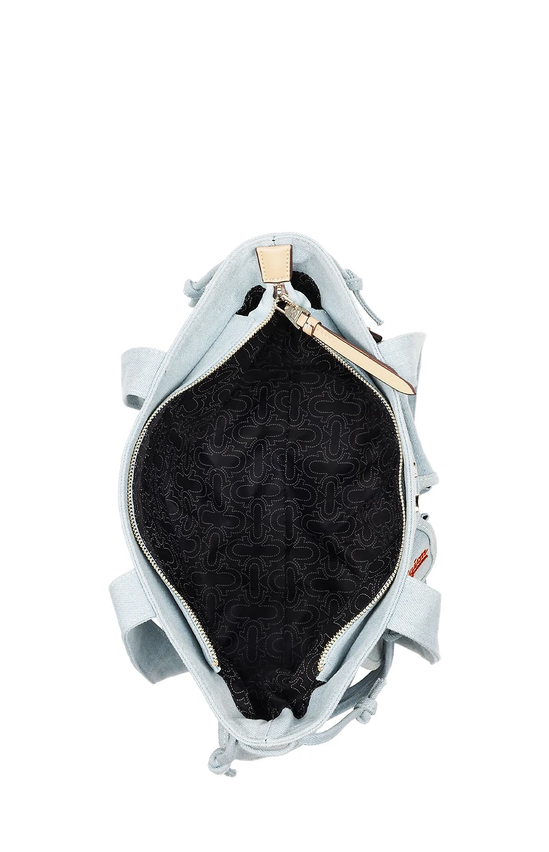 True Religion Blue Denim Multi Patch Tote Bag