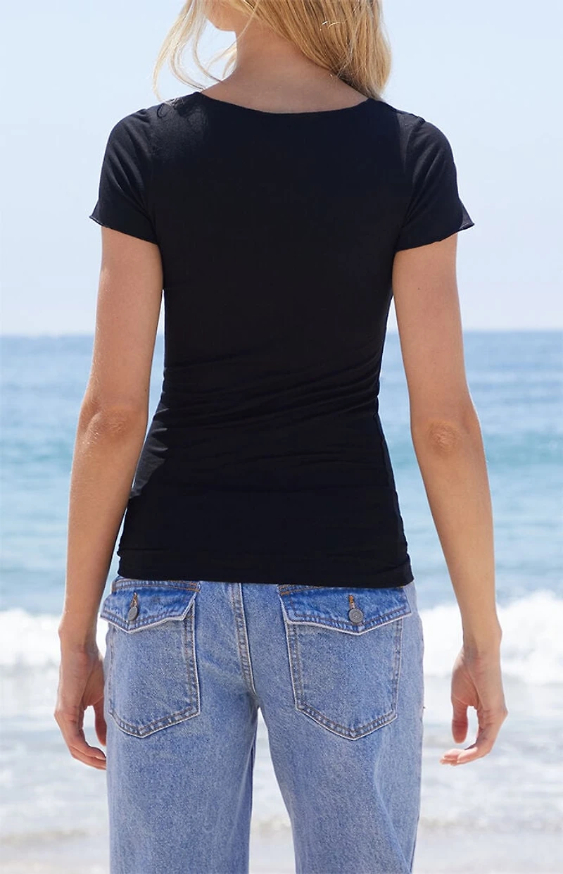 John Galt Black Gina Cinched Top