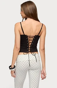 Edikted Helenna Button Front Lace Up Top