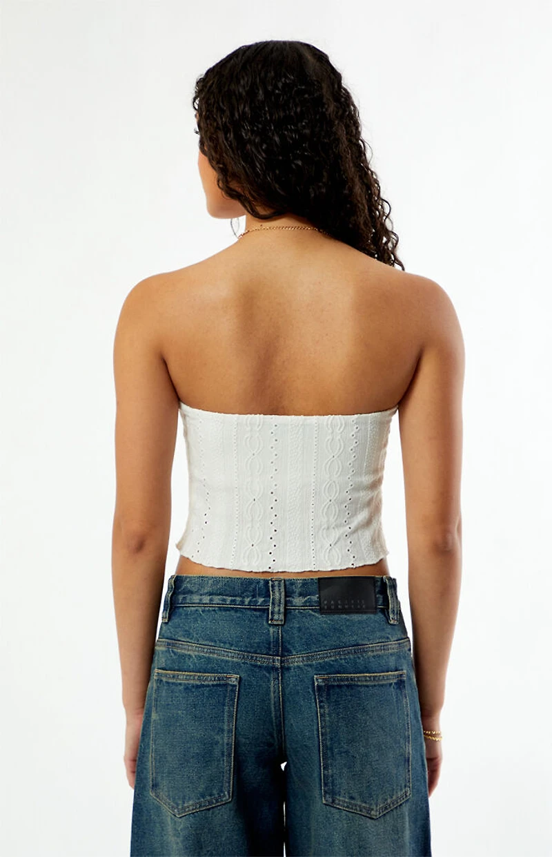 Your Favorite Lucia Eyelet Split Hem Tube Top