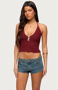 Edikted Backless Coastal Charm Crochet Top