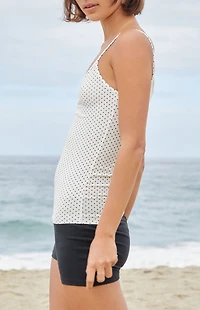John Galt White & Black Polka Dot Archie Tank Top