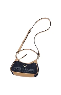 True Religion Blair Dark Denim and Faux Leather Shoulder Bag