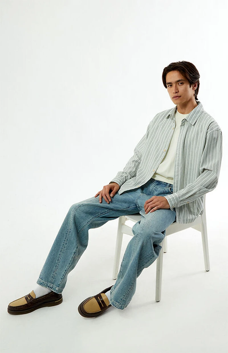 Pacsun Striped Oxford Button Down Long Sleeve Shirt