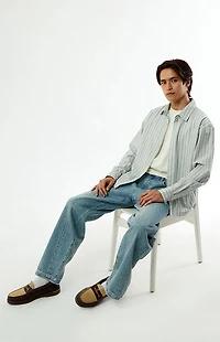 Pacsun Striped Oxford Button Down Long Sleeve Shirt