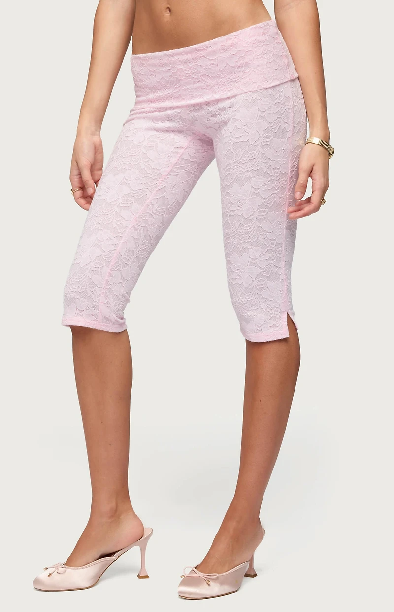 Edikted Talisa Foldover Lace Capri Pants