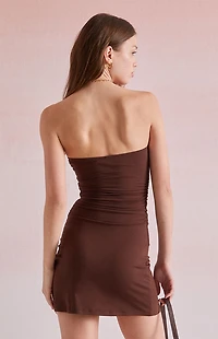 Beverly and Beck Strapless Ruched Mini Dress