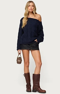 Edikted Nellie Off Shoulder Cable Knit Sweater
