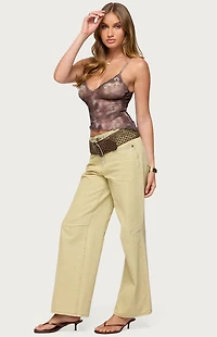 Edikted Embroidered Asymmetric Printed Mesh Top