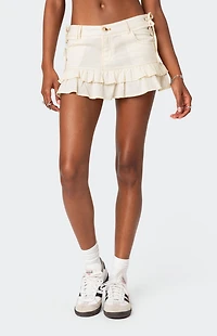 Edikted Dev Ruffle Linen Mini Skirt