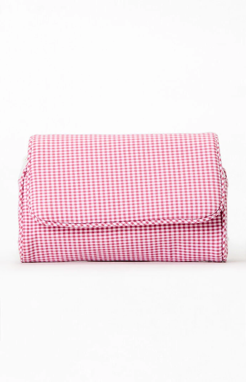 John Galt Red & White Gingham Cosmetic Bag