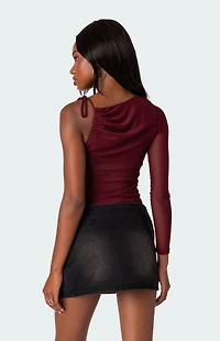 Edikted Jupiter One Shoulder Mesh Top