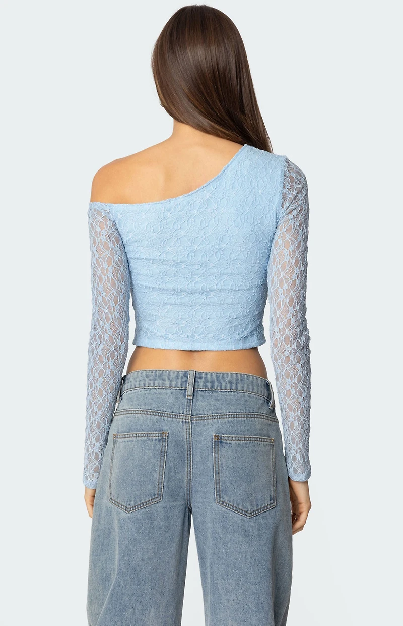 Edikted Fabia Asymmetric Textured Lace Top