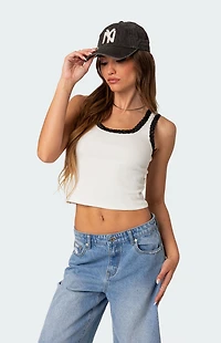 Edikted Alix Lacey Ribbed Tank Top