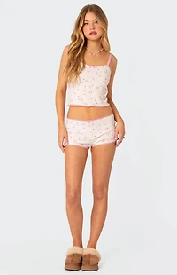Edikted Shelly Pointelle Printed Micro Shorts