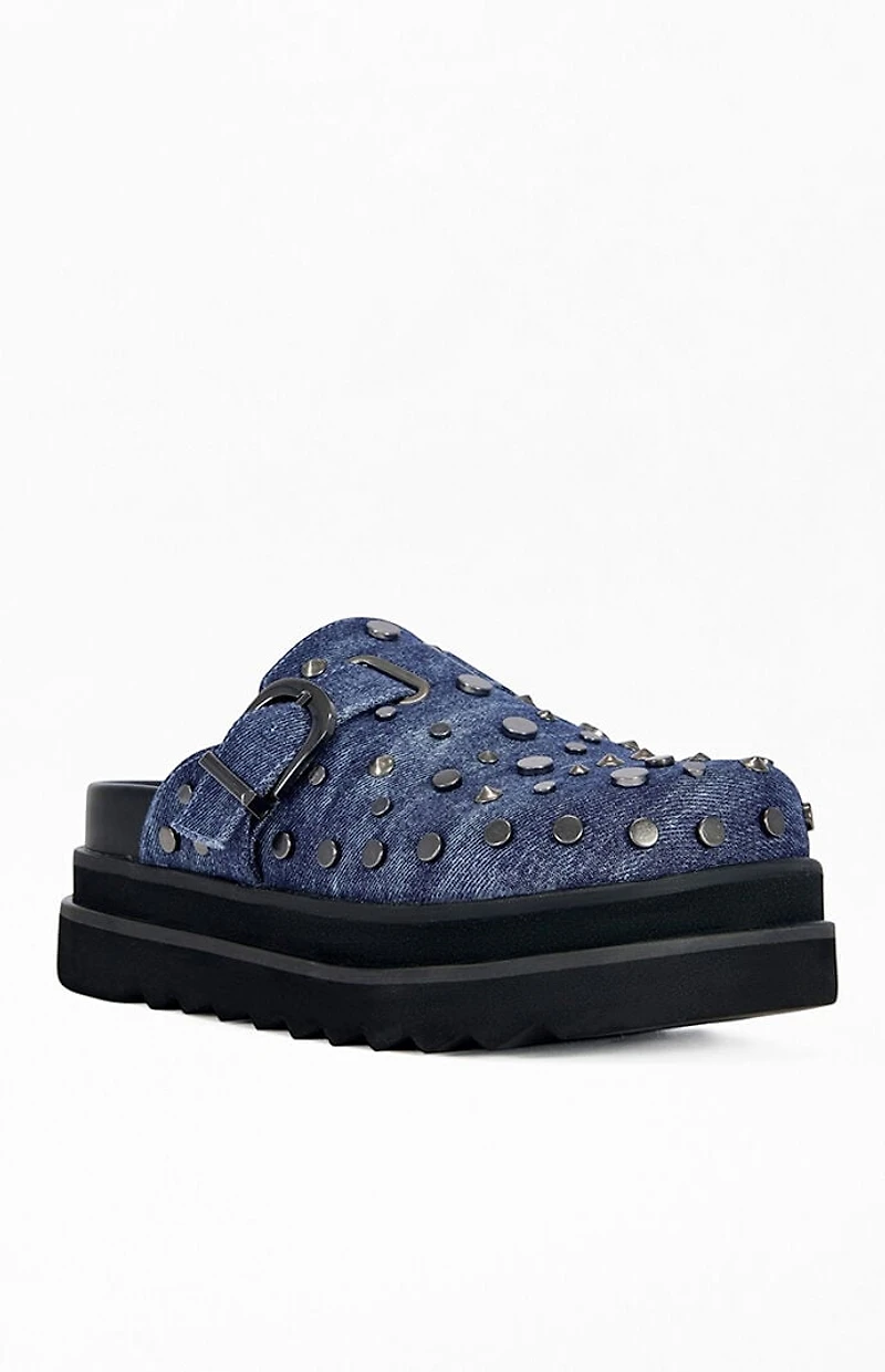 AZALEA WANG Women's Billie Denim Flatform Mules