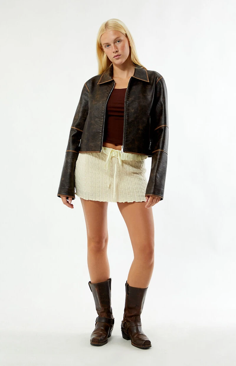 Zemeta Cable Knit Tie Mini Skirt