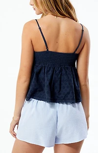 LA Hearts Ruched Bow Tie Babydoll Top