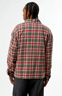 Pacsun Grey & Red Plaid Long Sleeve Flannel Shirt