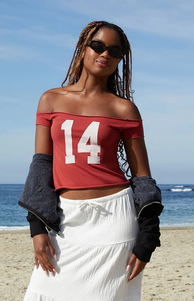 John Galt 14 Bonnie Off-The-Shoulder Crop Top