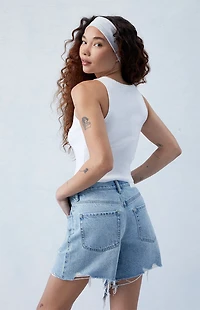 Pacsun Eco Light Indigo Ripped High Waisted Relaxed Jorts