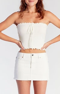 Pacsun Lara White Low Rise Denim Mini Skirt