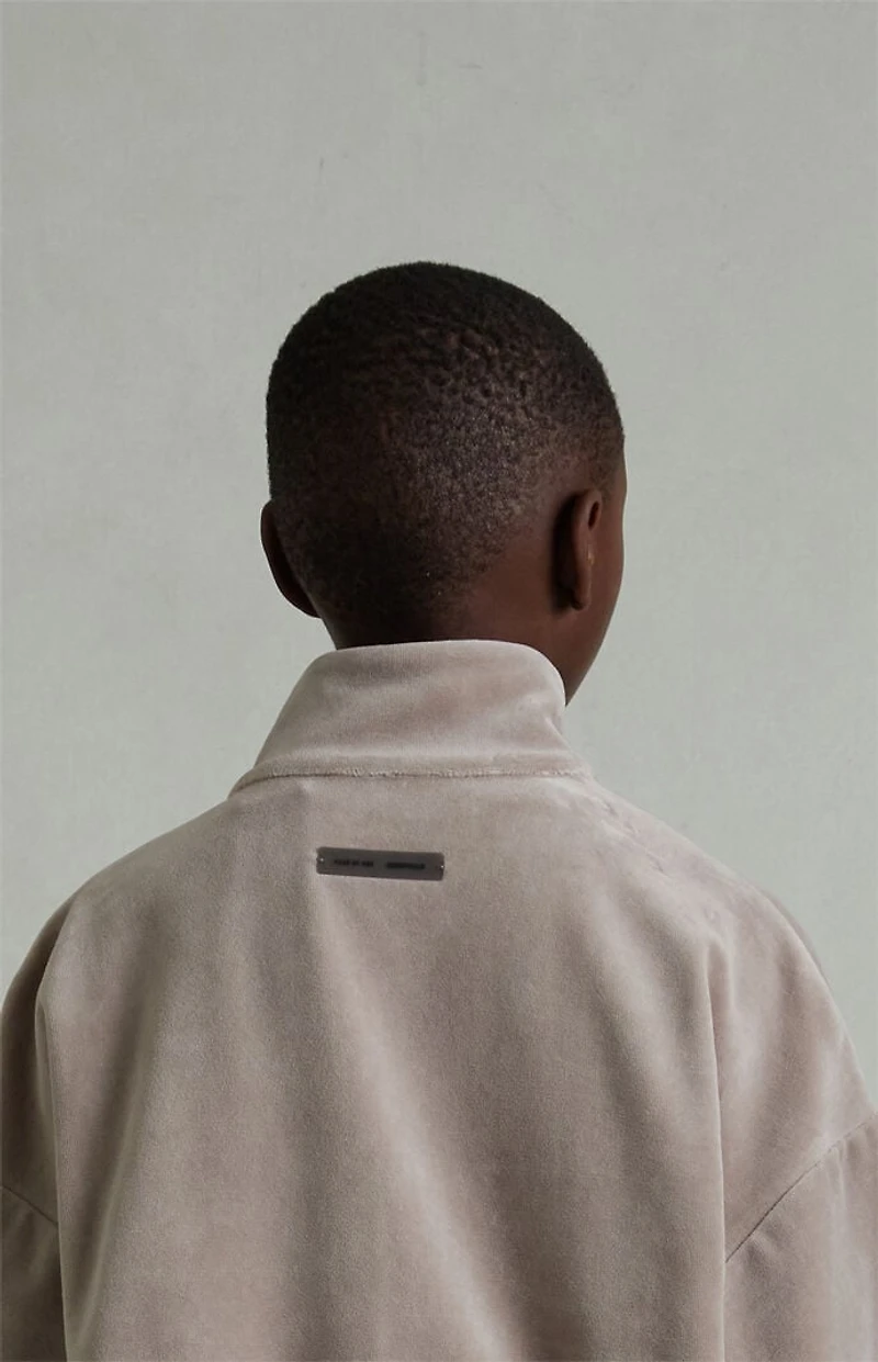 Fear of God ESSENTIALS Kids Smoke Grey Classic Fit Velour Track Jacket