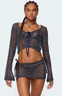 Edikted Idra Crochet Net Tie Front Top