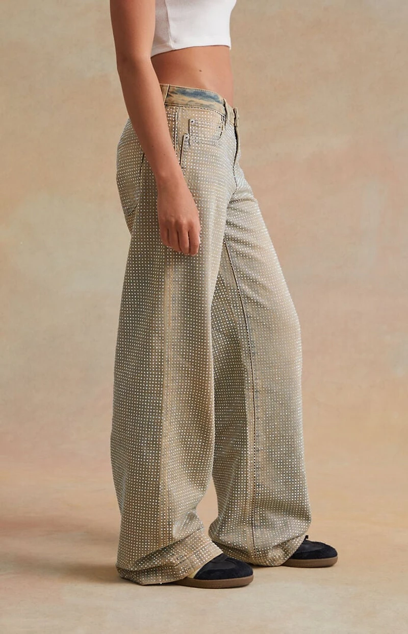 RARE DNM EDIT Rhinestone Low Rise Baggy Jeans