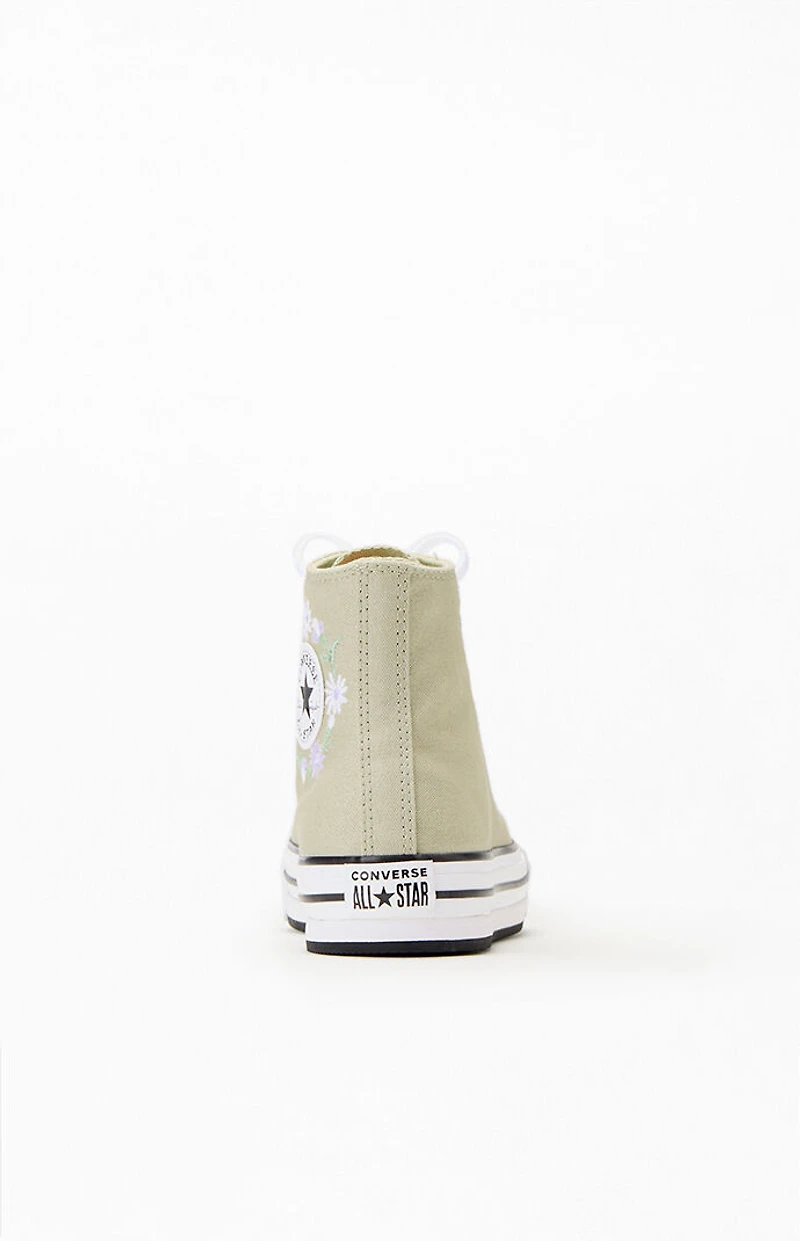 Converse Kids All Star EVA Lift Platform Embroidered Florals High Top Shoes