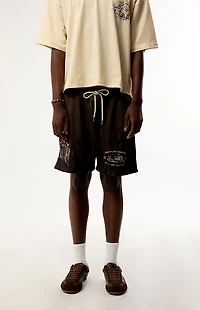 Von Dutch Brown Flame Mesh Shorts