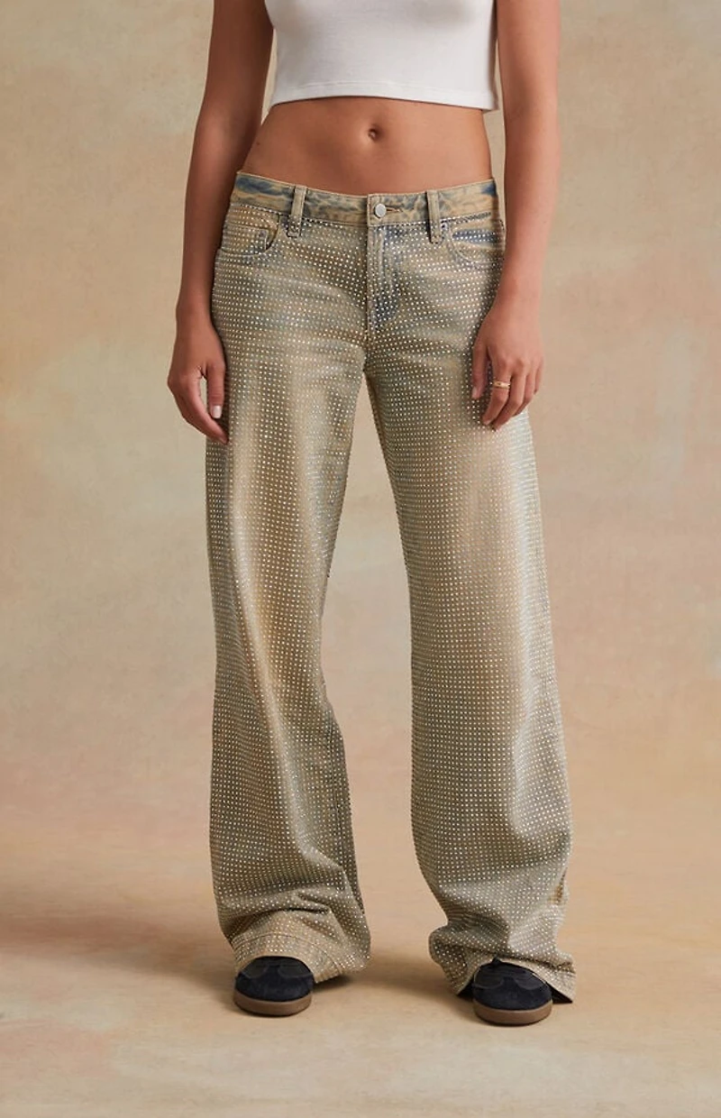 RARE DNM EDIT Rhinestone Low Rise Baggy Jeans