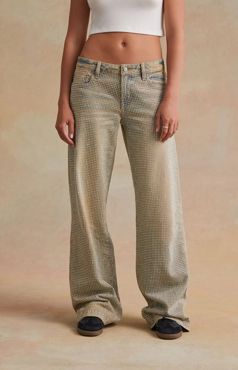 RARE DNM EDIT Rhinestone Low Rise Baggy Jeans